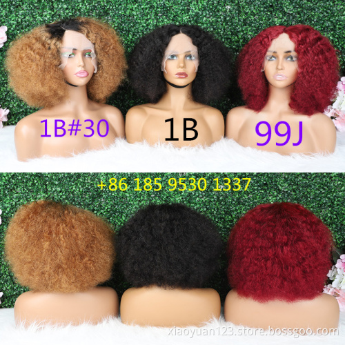Wholesale May Queen 100%  human hair lace front wigs deep curl  wigshuman hair 180 density mink brazilian hair for black women